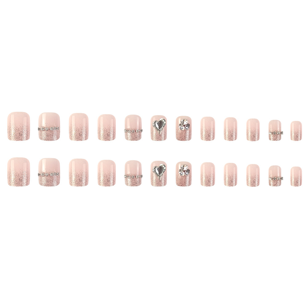Parche de uñas de diamante de polvo transfronterizo, polvo desnudo, decoración de diamante elegante, estilo lujoso ligero de usar parche de uñas