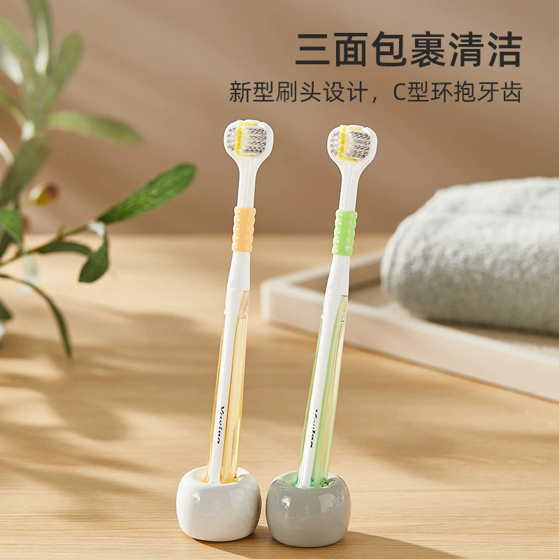 Трехсторонняя мягкая волосатая зубная щетка 360 для взрослых с тремя зубами