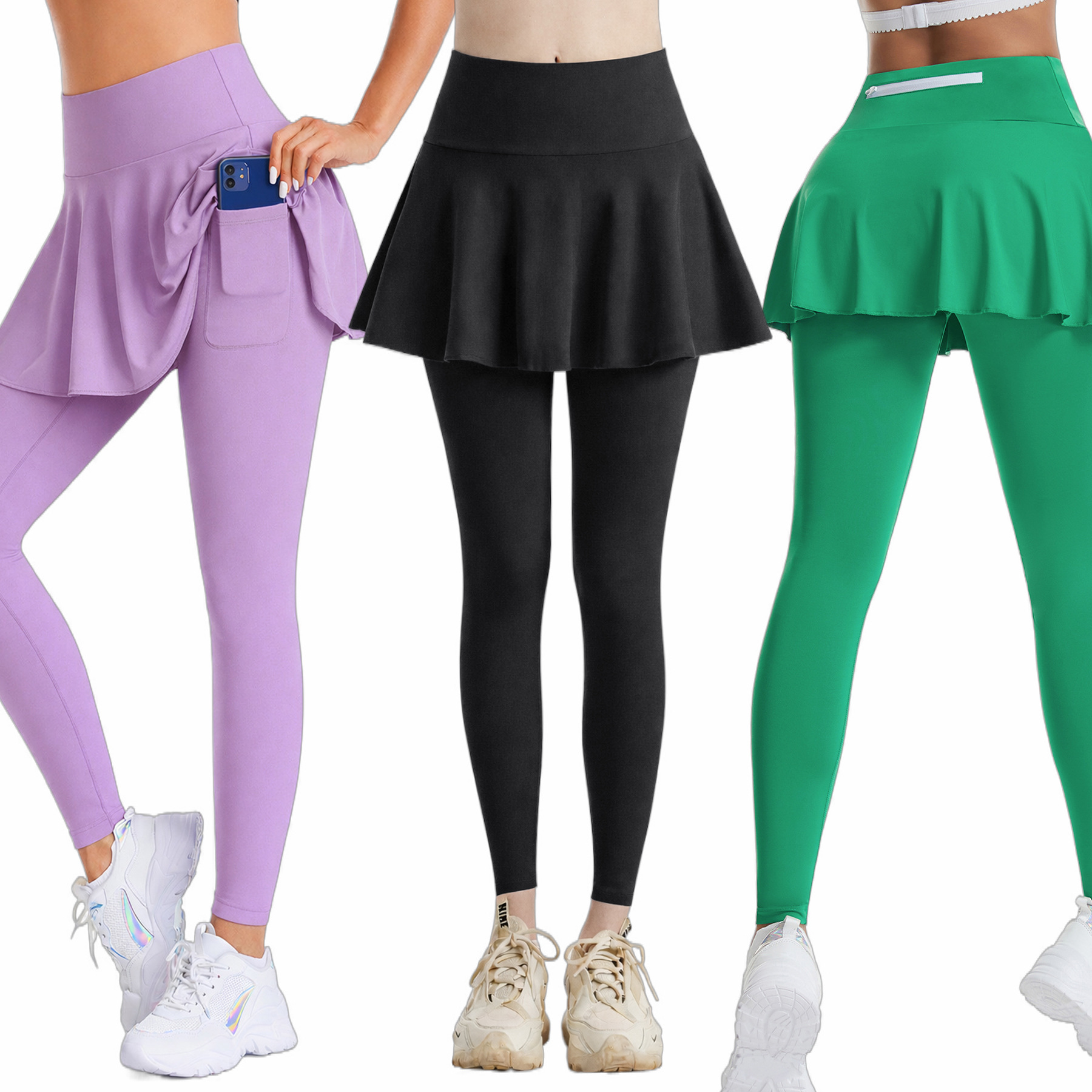 Amazon Cross-Border Yoga Skirt Pants for Women, Spring and Autumn Anti-Exposure Training Sports Skirt, High-Waisted Butt-Lifting Fitness Tennis Skirt