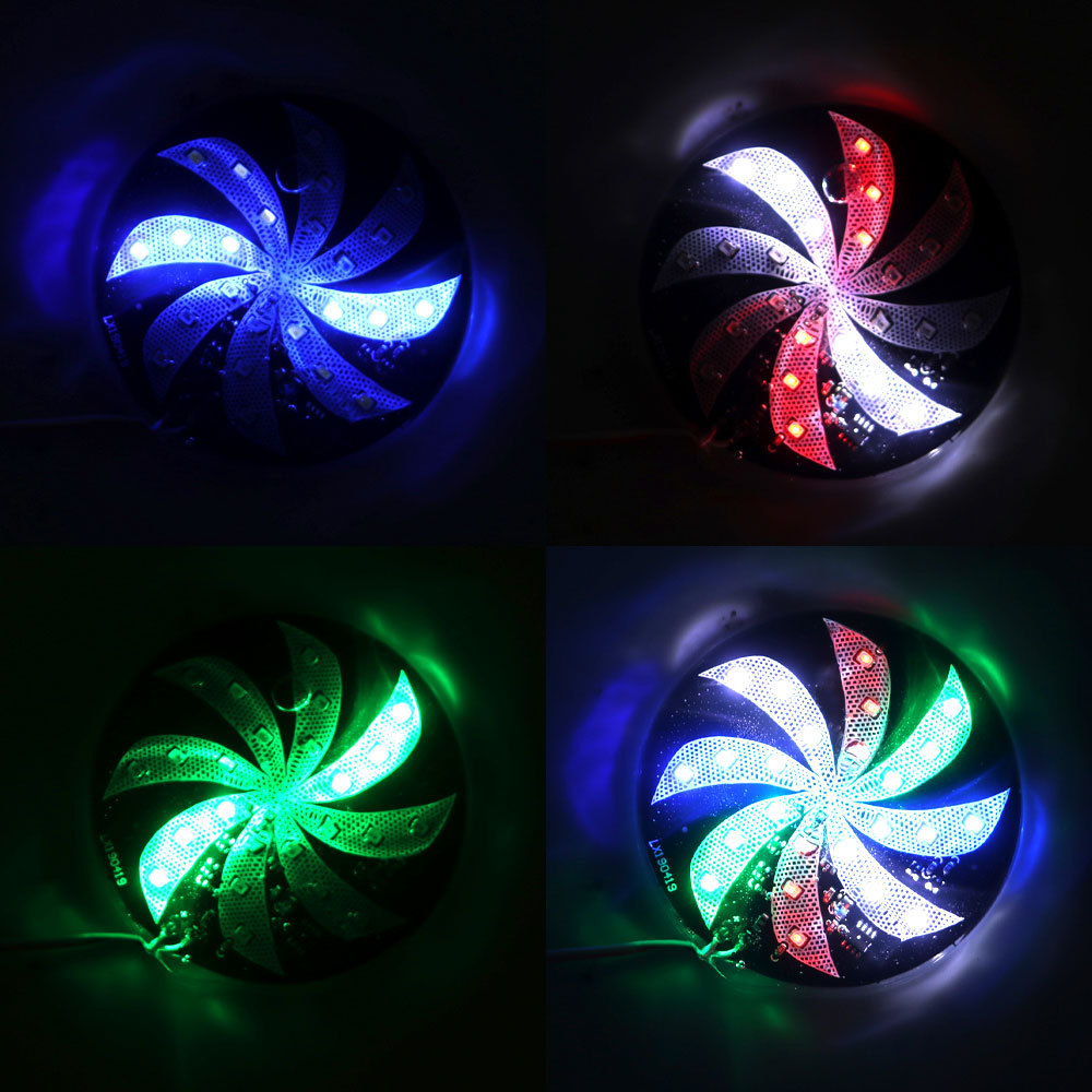 12V High-Brightness Car and Motorcycle Led Round 8cm Fire Wheel Multicolor Light Motorcycle Modification Warning Light Car Light