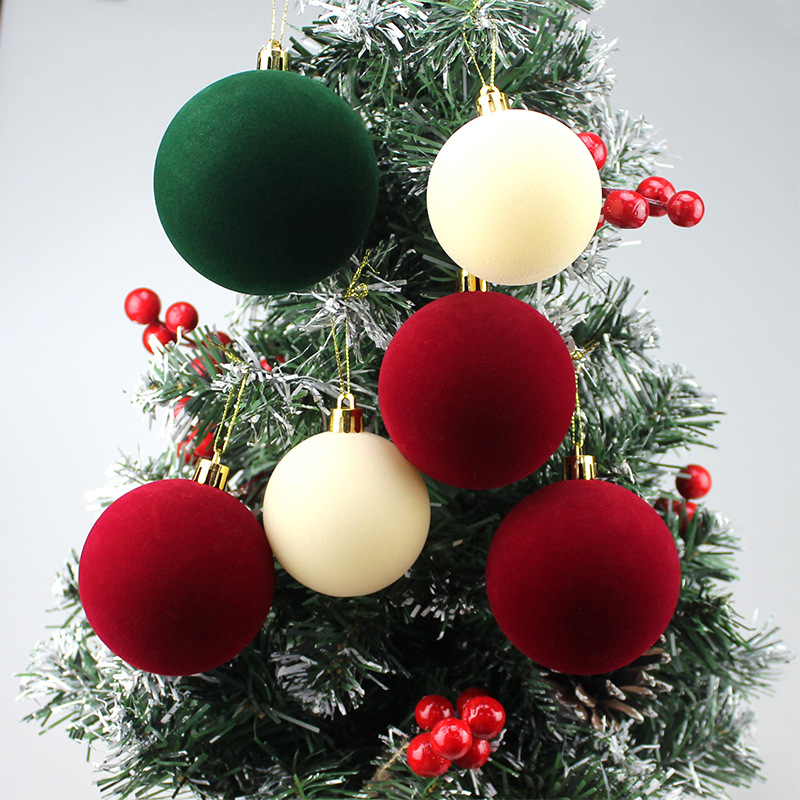 Bolas de Navidad flocadas 6CM / 12pcs flocadas bolas de Navidad decoraciones navideñas fábrica tienda directa Navidad image 4