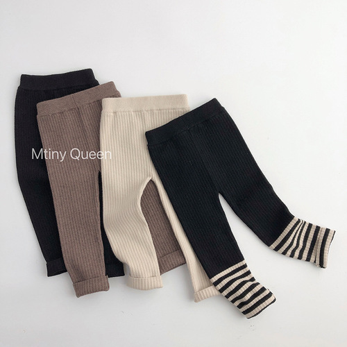 Versatile~pp comfortable~Autumn and winter children's woolen leggings large stretch men's and women's knitted casual outer wear