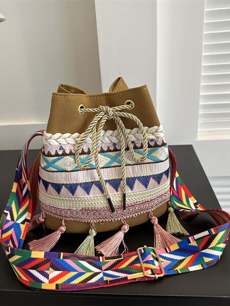 Ethnic one-shoulder bag for leisure