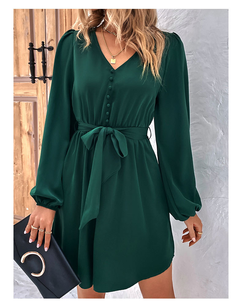 Abito da donna a maniche lunghe con scollo a V_voghion.com