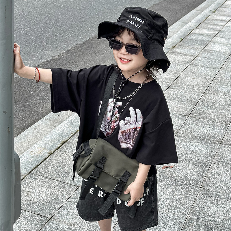 2026 New Style Canvas Korean Version Belt Buckle Children's Boys' Crossbody Phone Pouch Wholesale