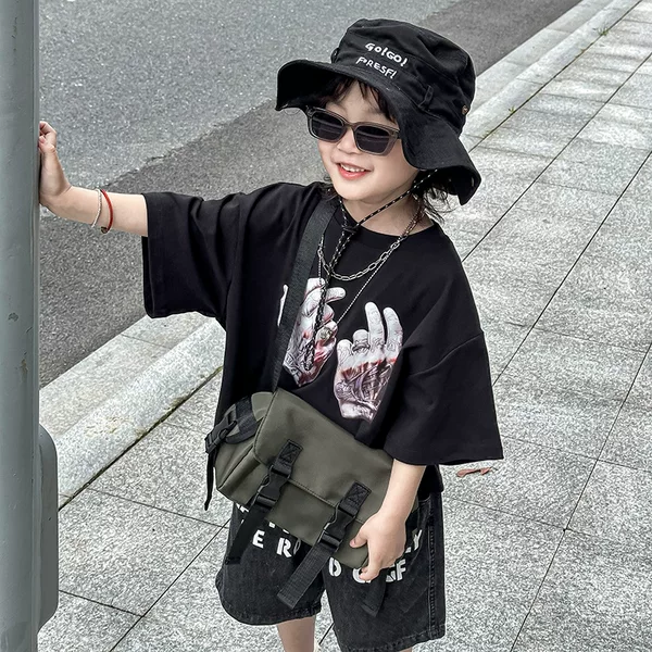 2026 New Style Canvas Korean Version Belt Buckle Children's Boys' Crossbody Phone Pouch Wholesale
