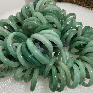 Authentic manufacturers produce natural Dongling jade ice full green bracelet color water foot slightly defective jade bracelet Yang green prosperous