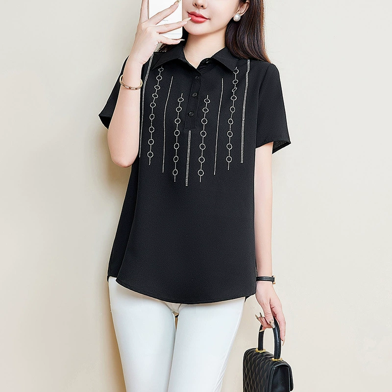 951 Мамина шифоновая рубашка, закрывающая живот, 100kg г., женская летняя свободная рубашка больших размеров, закрывающая живот, топ трапециевидной формы