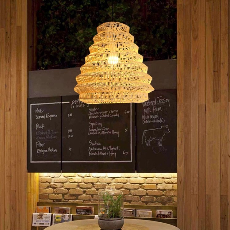 Viento de caña silencioso sala de estar dormitorio comedor residencial lámpara de caña artesanal tejida a mano personalidad creativa bar de mesa de comedor candelabro