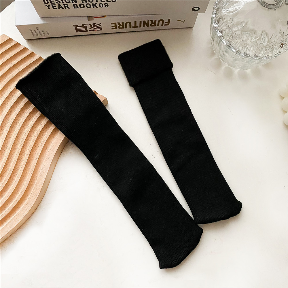 Pila de mujer Calcetines invierno engrosada caliente suelto rizado mujeres embarazadas confinamiento calcetines color sólido rayas finas serie marrón Calcetines