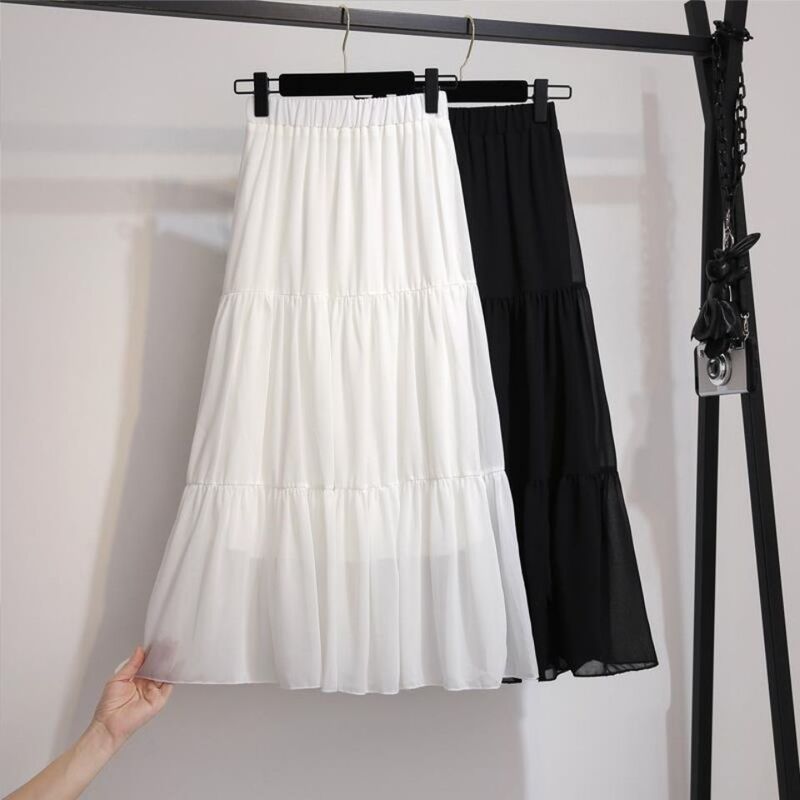 Summer Skirt for Small People, High-Waisted Skirt, New Korean Style 2025 Super Fairy Student Mid-Length Skirt
