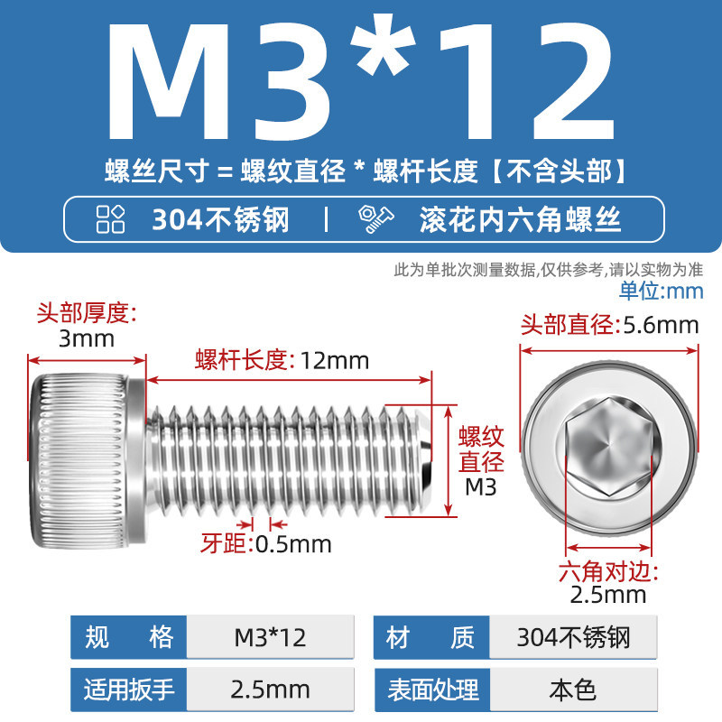 Болт Tianzhuo Hardware M3*12