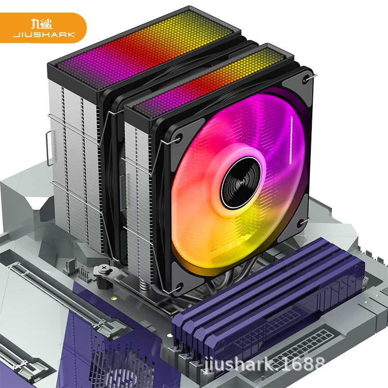JIUSHARK nueve tiburones JF400D sin bloqueo de memoria CPU disipador de calor doble torre doble ventilador 4 tubos 13 generación AMD4PIN