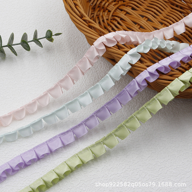 1.2cm Satin Ribbon Pleated Single Layer Lace Doll Skirt Clothing diy Handmade Jewelry Fabric Material Edge