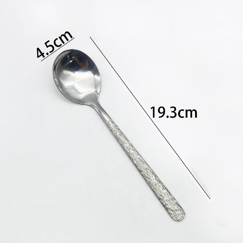 ステンレス製スプーン、ネットで話題の石目模様、レストラン用食事スプーン、韓国風長柄、氷割れ模様スプーン、デザートスプーン、高級感|undefined