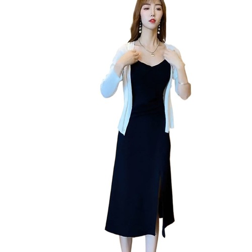 Summer Set Women's 2025 Fashion Casual Slit Strappy Dress + Sun Protection Cardigan Two-Piece Set