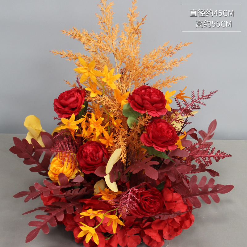 新商品の結婚祝いの大きいタイプの花を並べて絹の花の完成品の装飾をシミュレーションします。|undefined