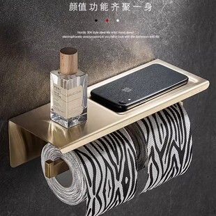 Stainless Steel Hotel Engineering Paper Towel Holder Brushed Gold Roll Paper Storage Rack Punch-Free Toilet Light Luxury Mobile Phone Toilet Paper