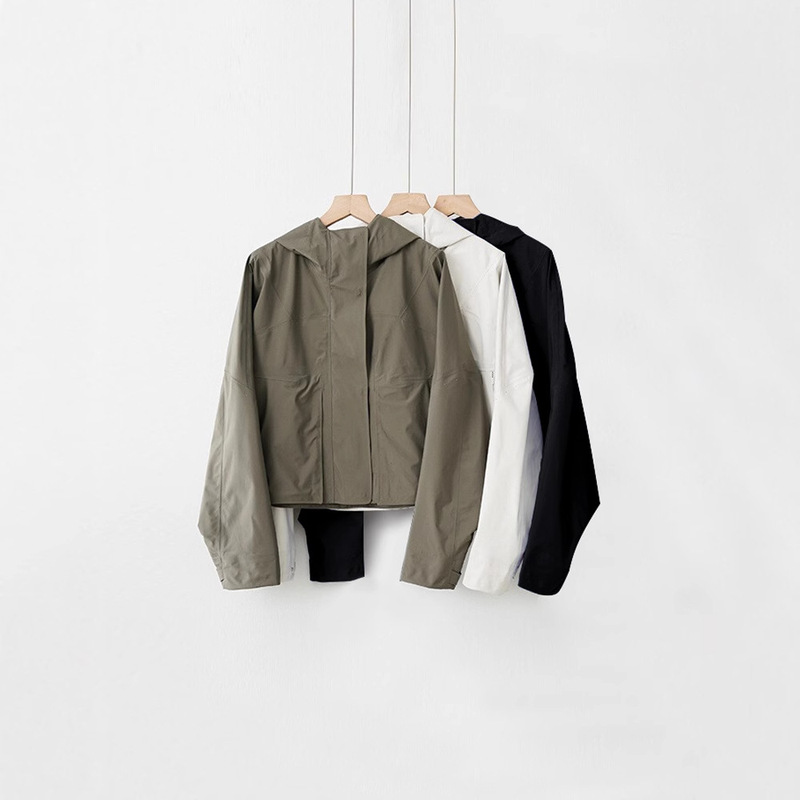 Lulu's Same Style Women's Jacket, Outdoor Jacket, Laminated Loose Hooded Raincoat, Windproof and Waterproof Jacket