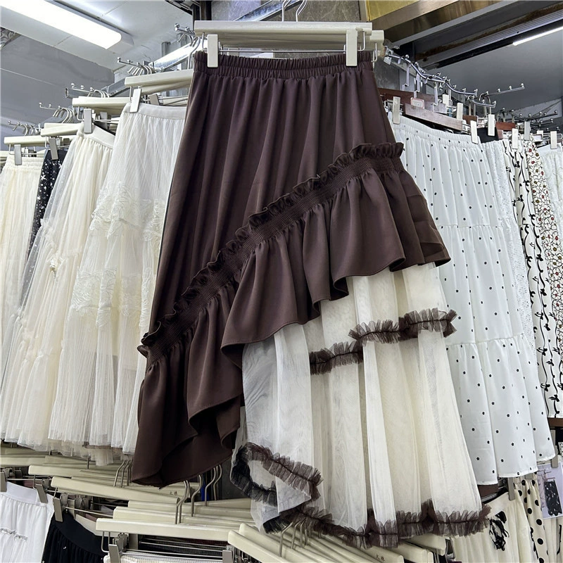 Сетчатая пряжа нерегулярный грибок юбка юбка женская весна и лето 2024 новый французский темперамент большая юбка