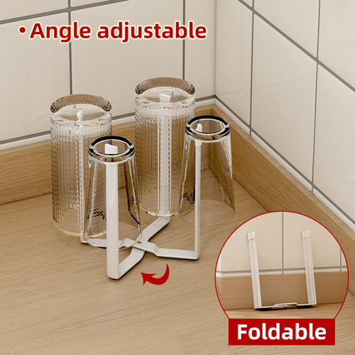 Japanese simple mini kitchen folding storage rack in the cabinet glass cup and bowl storage rack desktop small garbage rack