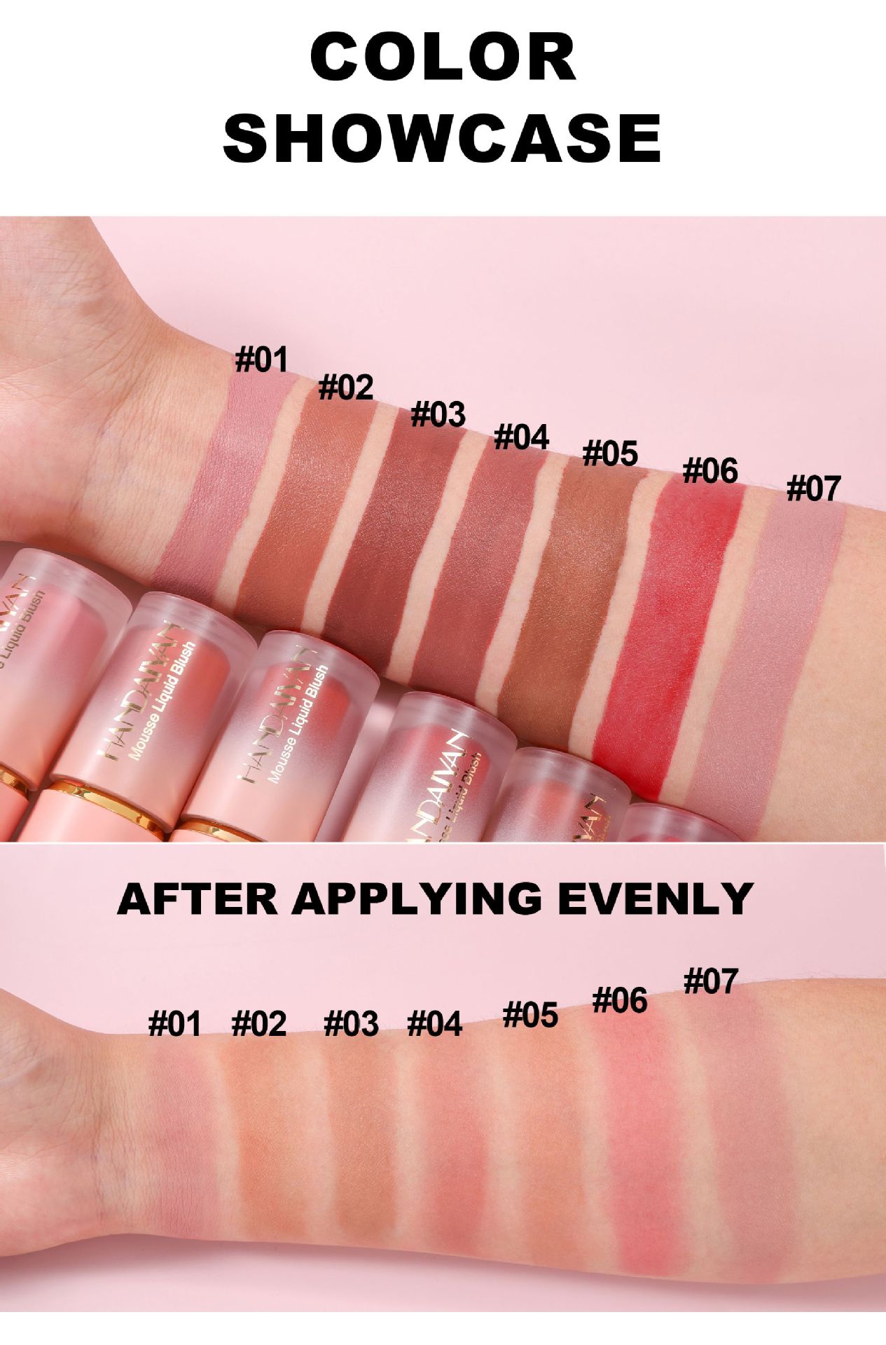Cross-border liquid blush Contouring HANDAIYAN Natural Modification Easy to color matte Blush Liquid Blush Blush undefined