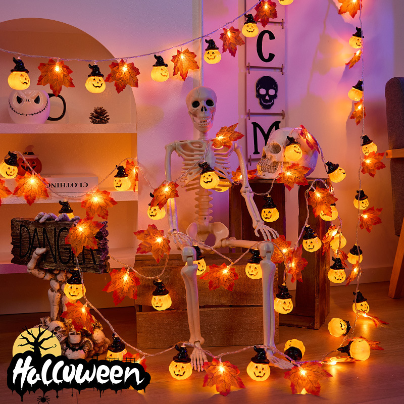 LED maple leaf, realistic lights, halloween