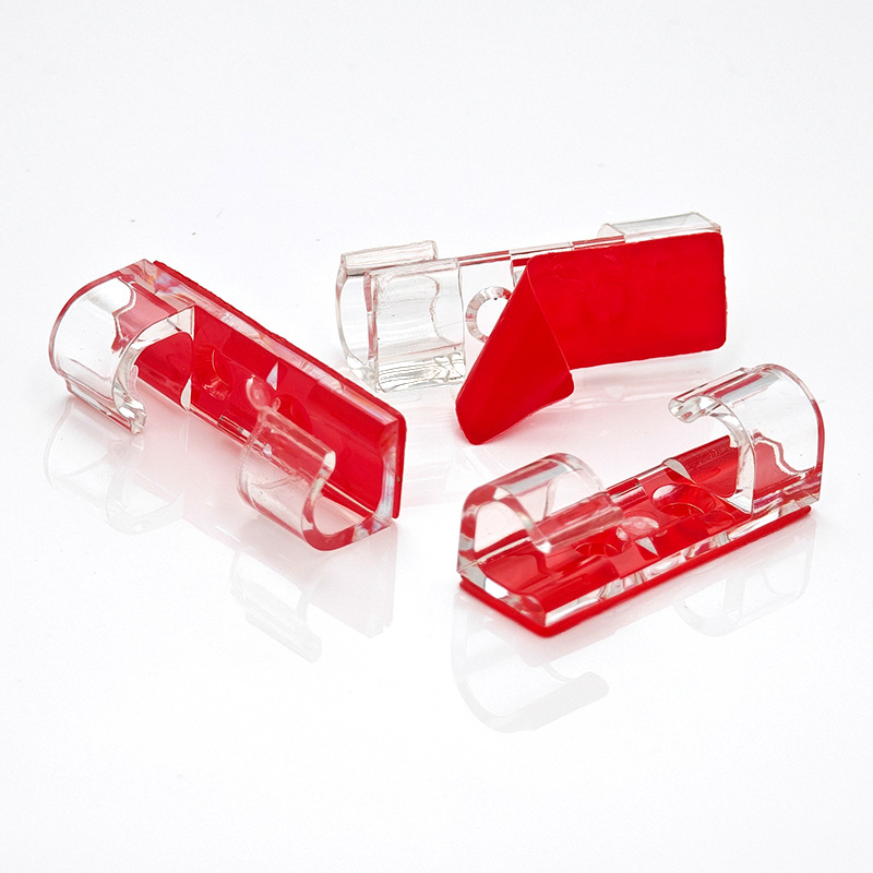 이중 입 직사각형(빨간색 가죽 투명 접착제)