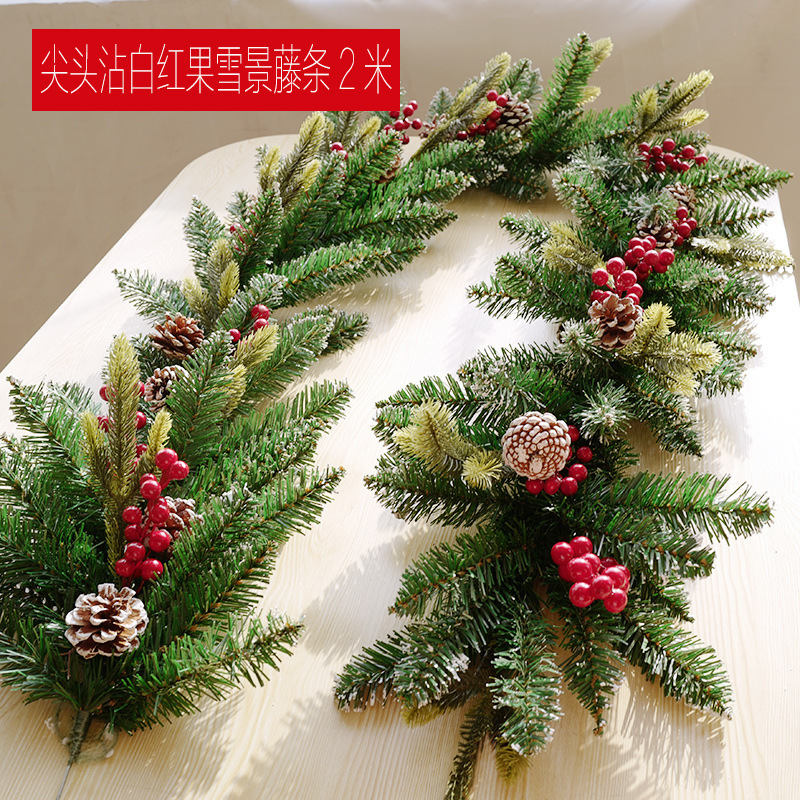 2.7m 暗号化された混合枝クリスマス籐クリスマス装飾階段手すり装飾ボールガーランド|undefined