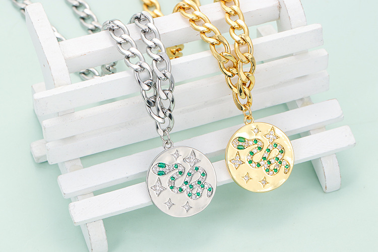 Fashion Snake Copper Plating Rhinestones Pendant Necklace