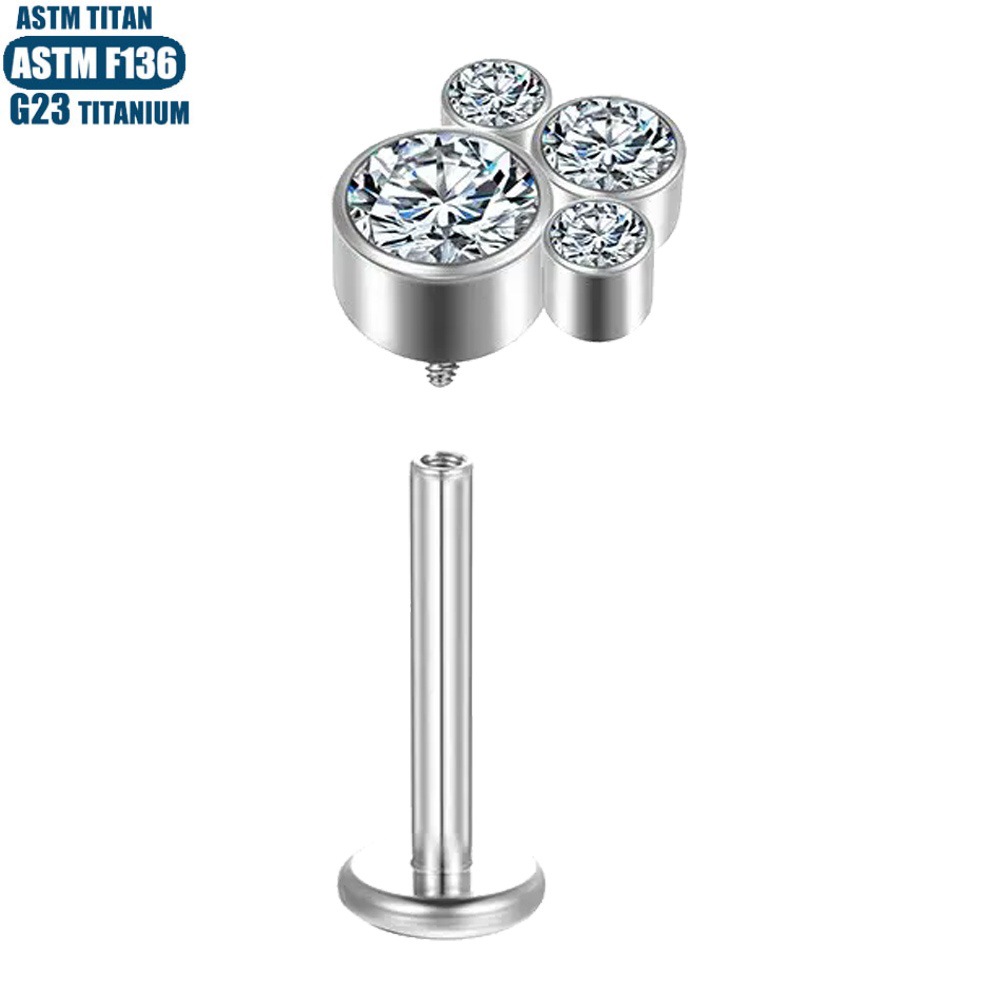 16G labret stud size and finish detail