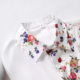 Cross-border European and American men's new shirt white floral color matching 3D digital printing fashion short sleeve lapel top