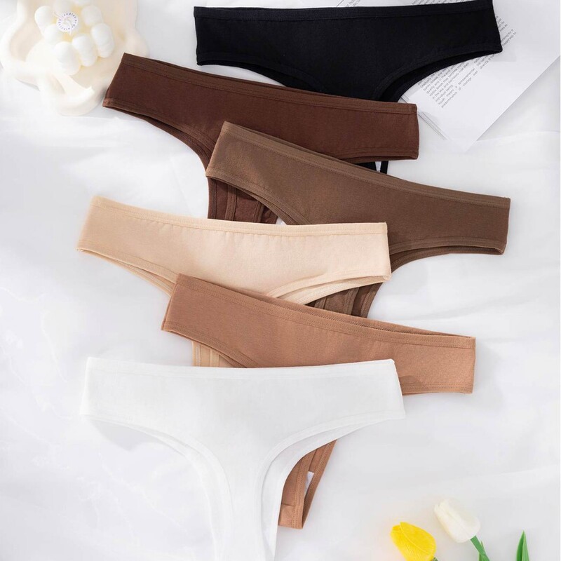 Cross-Border New Product Women's Sexy Thong Simple Pure Cotton European Size Low-Waist Underwear Factory Direct Sale Women's Underwear Cross-Border New Product Women's Sexy Thong Simple Pure Cotton European Size Low-Waist Underwear Factory Direct Sale Women's Underwear