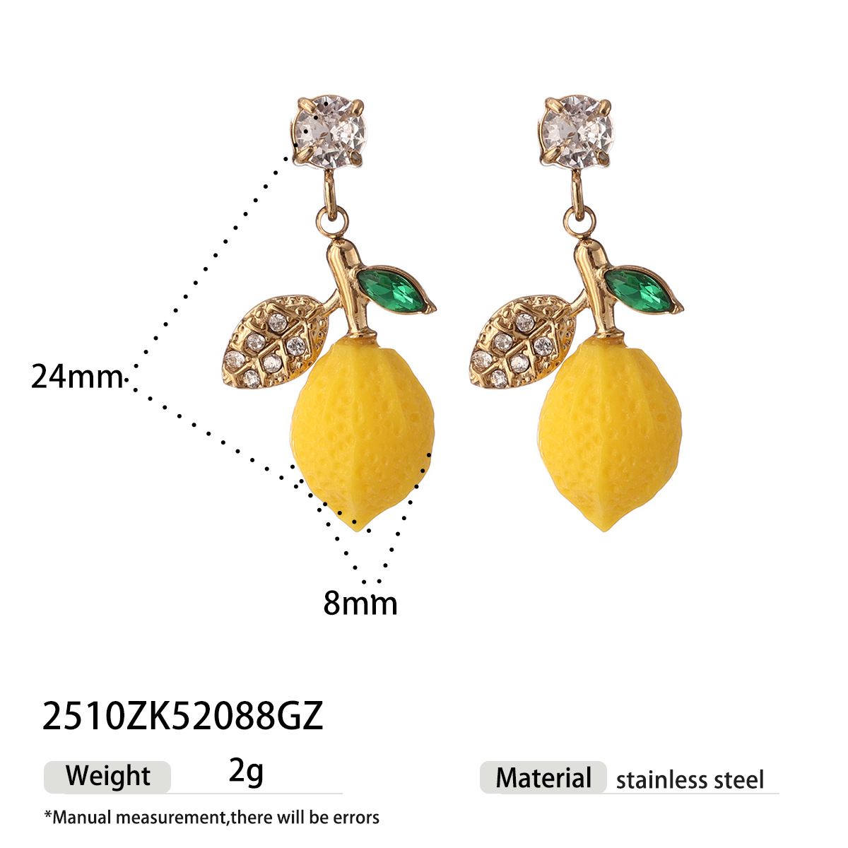 Taina Europa y América collar de acero inoxidable ligero de lujo nicho eléctrico de limón de diamante colgante conjunto de joyería venta caliente transfronteriza