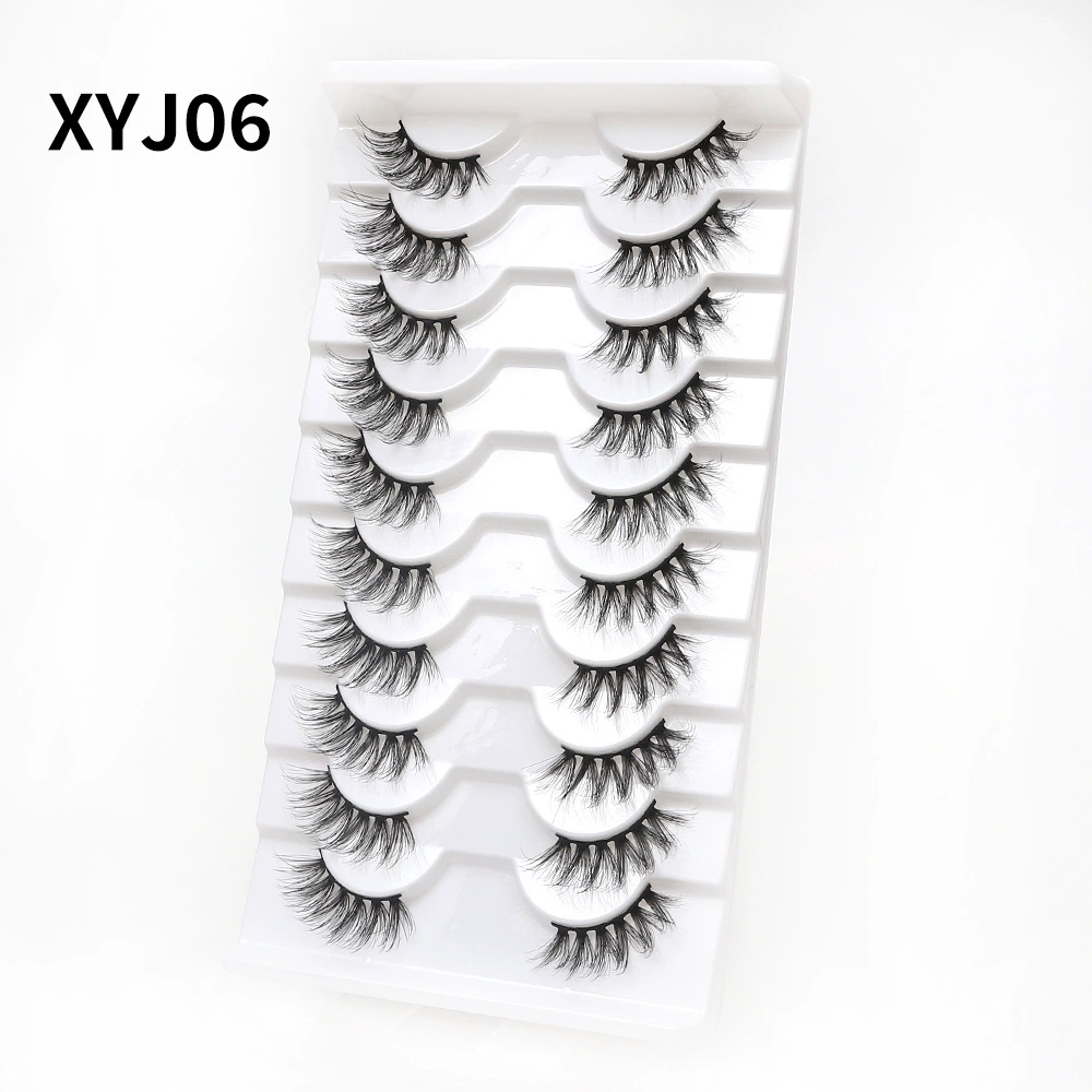 Плотные завитые наращенные ресницы, стиль кошачий глаз, 10 пар, Natural Volume
