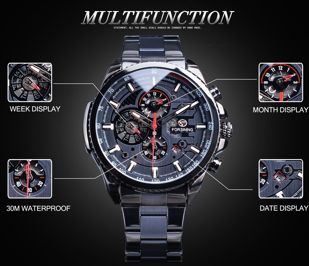 Men's Automatic Mechanical Watch With Multifunctional Dial Design_voghion.com