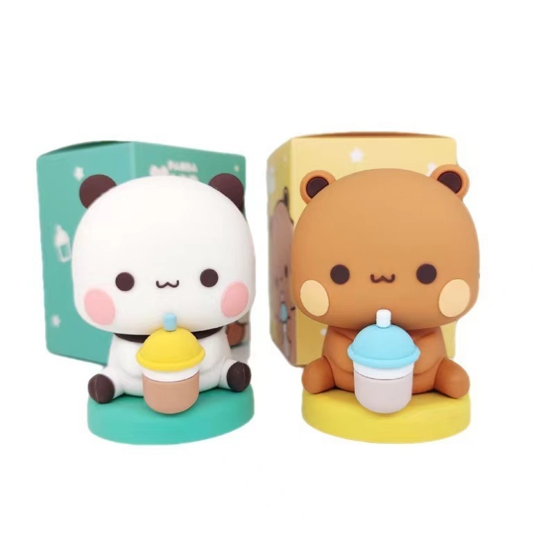 パンダ 1 と 2 と Bubu 装飾品かわいい漫画アニメーショントレンディなおもちゃ人形デスクトップ人形手作り車の装飾品|undefined
