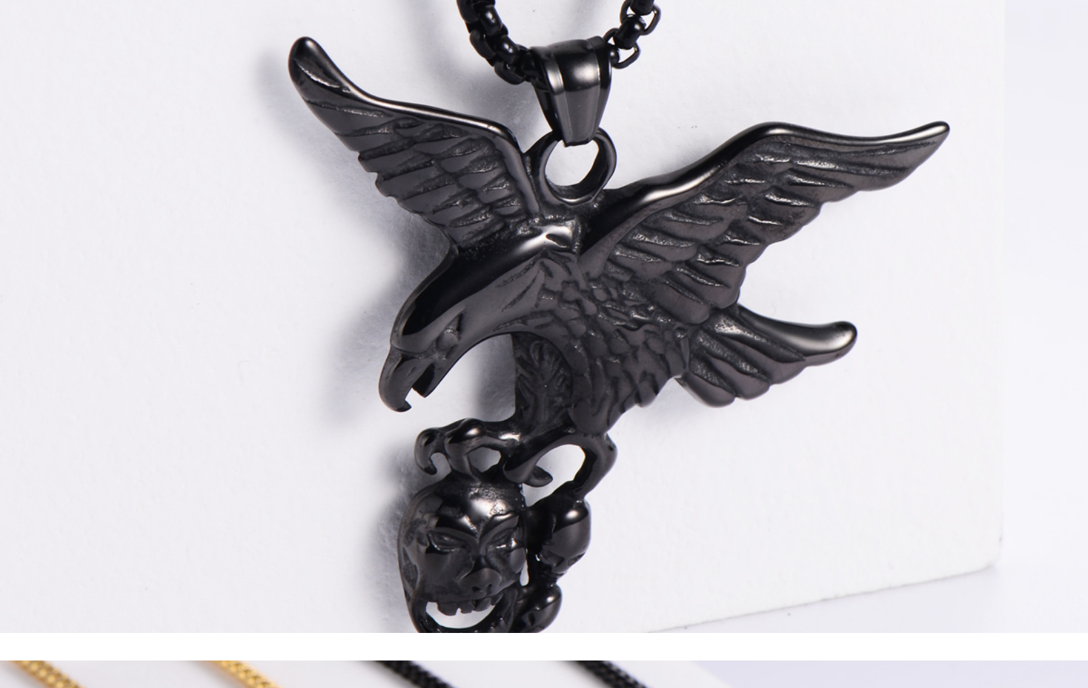 18g Weight 18K Gold Plated Plating Material 304 Stainless Steel Chain Material 304 Stainless Steel Material Animal Pattern Men'S Gender Retro Style Retro Animal 304 Stainless Steel 18K Gold Plated Men'S 11