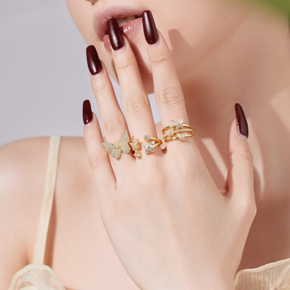 4g Weight Zircon Inlay Material Rings Classification 1 Piece Quantity Holiday, Daily Occasion 925 Sterling Silver Material U Shape, Insect Pattern Women's Gender Inlay Design Simple Style, Classic Style Style 925 Sterling Silver Zircon U Shape Insect Rings 17