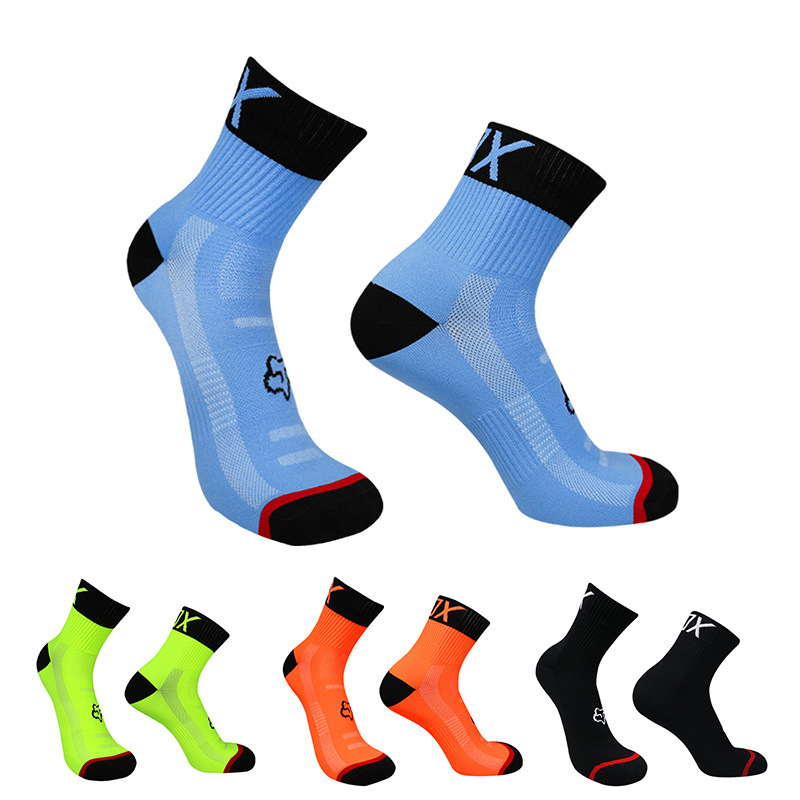 Two-Tone Letter-Style Cycling Socks, Short-Tube Elastic Compression Cycling Socks, Men's and Women's Outdoor Mountain Bike Sports Socks