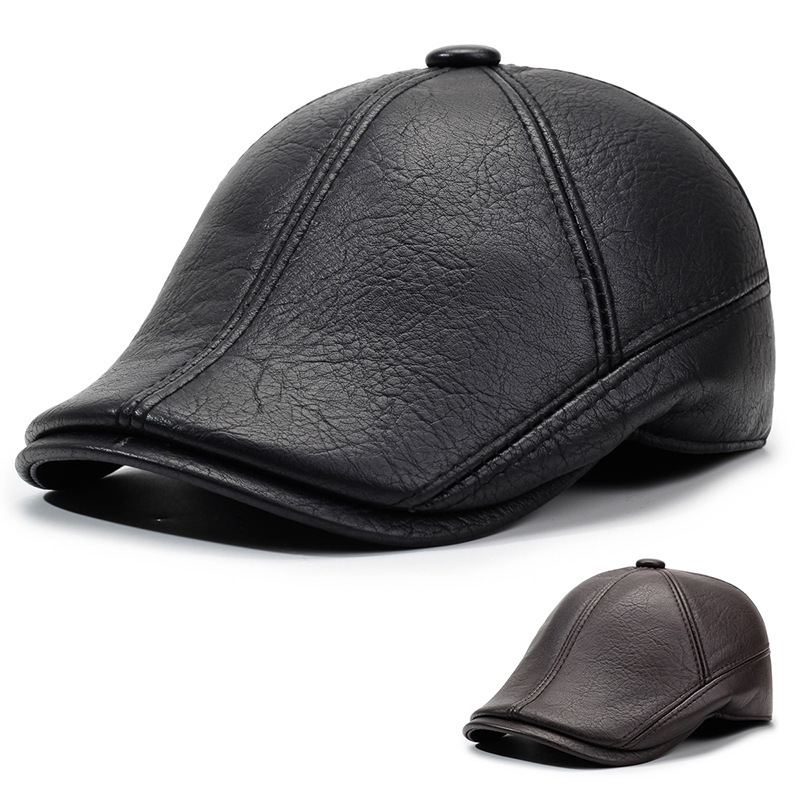 Hat Autumn and Winter Elderly Hat Pu Outdoor Cold-Proof Warm Ear Protection Hat Winter Fleece-Lined Waterproof Middle-Aged Forward Hat Hat Autumn and Winter Elderly Hat Pu Outdoor Cold-Proof Warm Ear Protection Hat Winter Fleece-Lined Waterproof Middle-Aged Forward Hat
