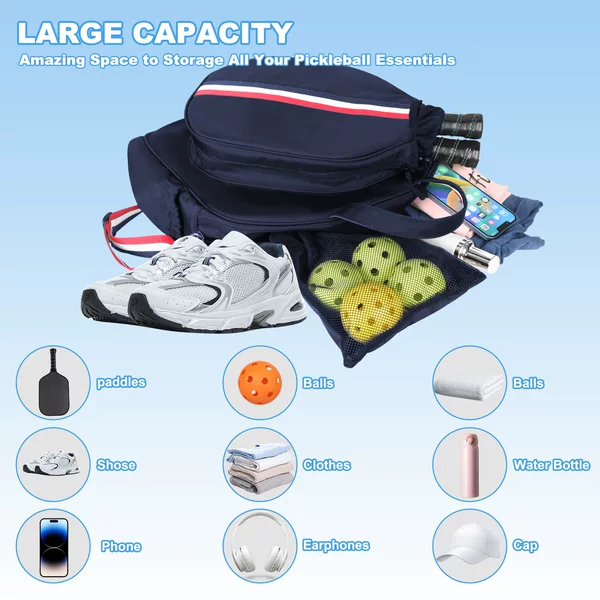 Large-Capacity Outdoor Sports Equipment Storage Bag, Portable Crossbody Bag for Fitness Travel, Pickleball, and Tennis Rackets