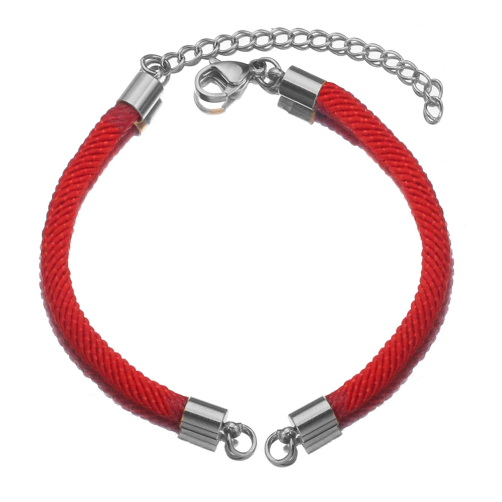 Acero inoxidable negro rojo trenzado cuerda conector pulsera tejida DIY joyería que hace suministros al por mayor