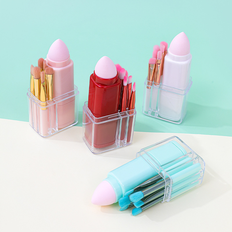 Nuevo portátil 8 en 1 cepillo de maquillaje multifuncional un conjunto de pincel de polvo de sol rojo detalle de ojos cepillo herramienta de maquillaje