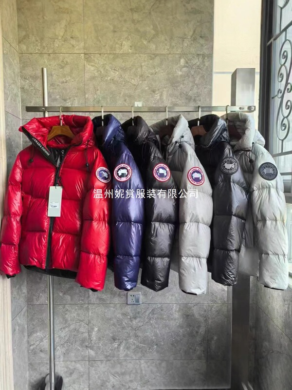 2025 Canada Goose Glossy Hooded down Jacket Black Unisex Loose Warm Puffer Coat Wholesale