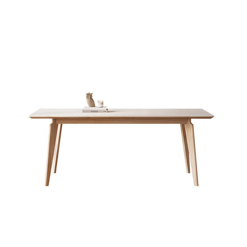 Danvance estilo francés crema mesa de viento casera rectangular seis personas pequeño tipo de mesa de comedor de madera sólida de cera de madera de roca