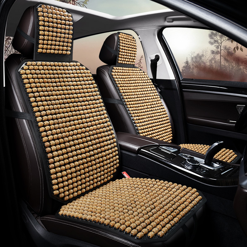 Car Seat Cushion Summer Ventilated Breathable Cooling Cushion Single Wooden Bead Seat Cushion Non-slip Massage Front and Passenger Seat Cushion