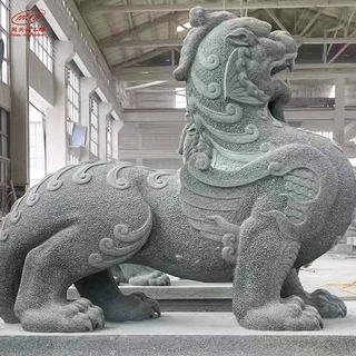 石雕麒麟一对门口动物神兽石雕麒麟小麒麟石雕雕塑摆件