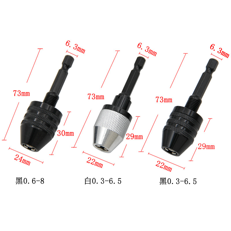 0,3-6,5mm de cambio rápido de mango hexagonal de tres garras autocentrado mandril de taladro helicoidal 3,6 mandril de taladro de molino eléctrico
