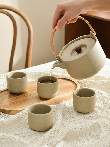 BB4C wholesale simple cold kettle household health ceramic teapot hot water boiling water high temperature resistant cold kettle cup